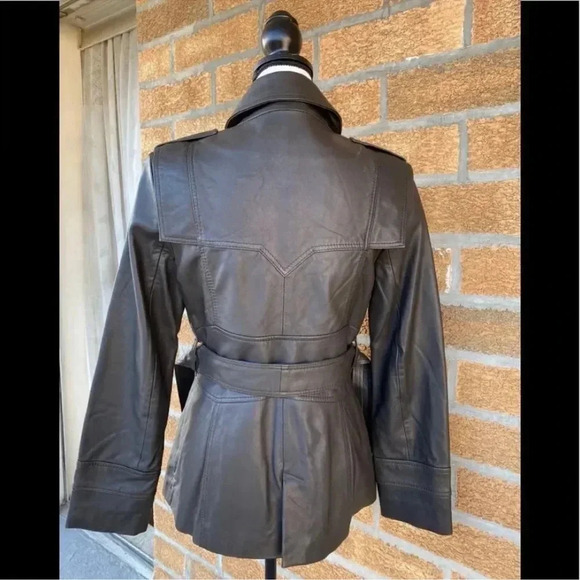 REISS double breasted leather jacket Sz 10 - Picture 11 of 16